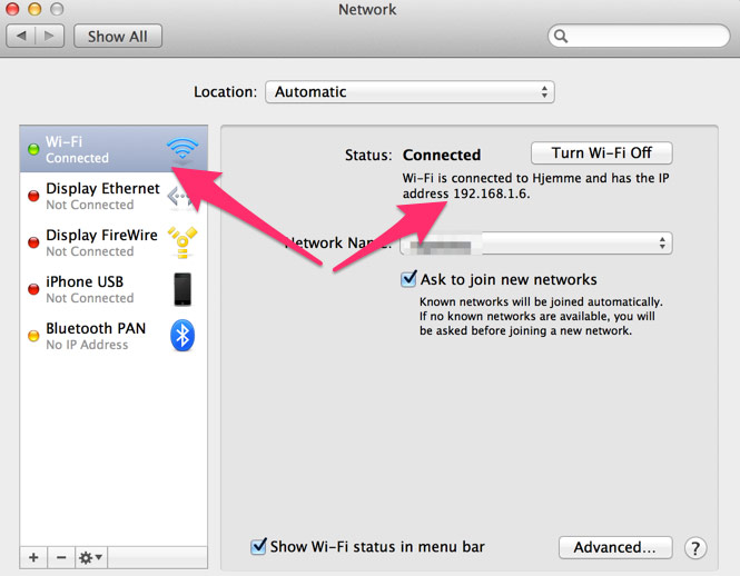 wifi network ip address